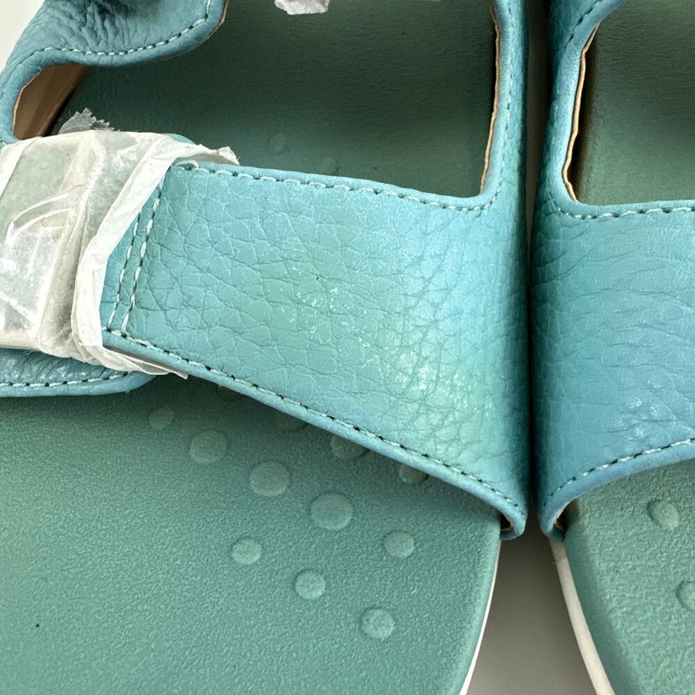 Vionic Albie Sandal Slingback Buckles Teal Blue Leather Comfort Womens 8.5 Wide - Picture 3 of 16
